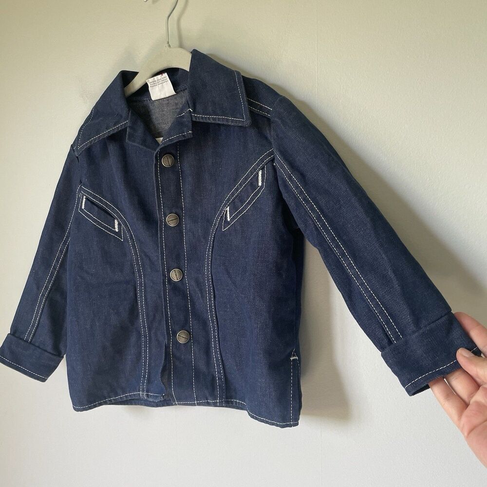 Billy The Kid Western Vintage Denim Button Up Shirt Top Blue Kids Unisex Size 5